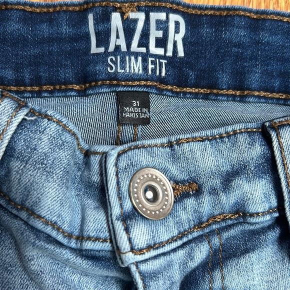 Slim Fit Lazer Light Wash Denim Shorts - Picture 3 of 5